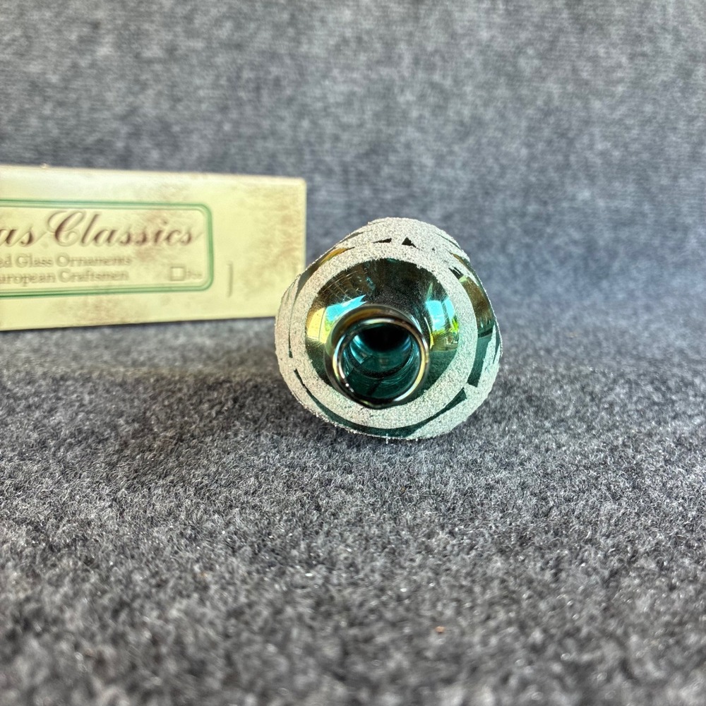 Vtg Christmas Classics Glass Tree Topper Hand Decorated Made in Romania Green - Picture 14 of 16